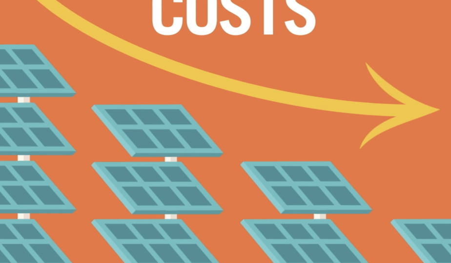solar filed illustration with low cost arrow